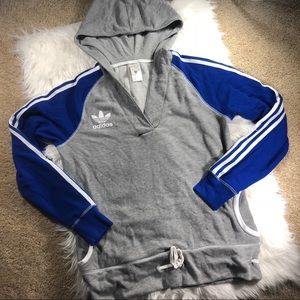 Adidas Trefoil Gray/blue Three Stripe Hoodie